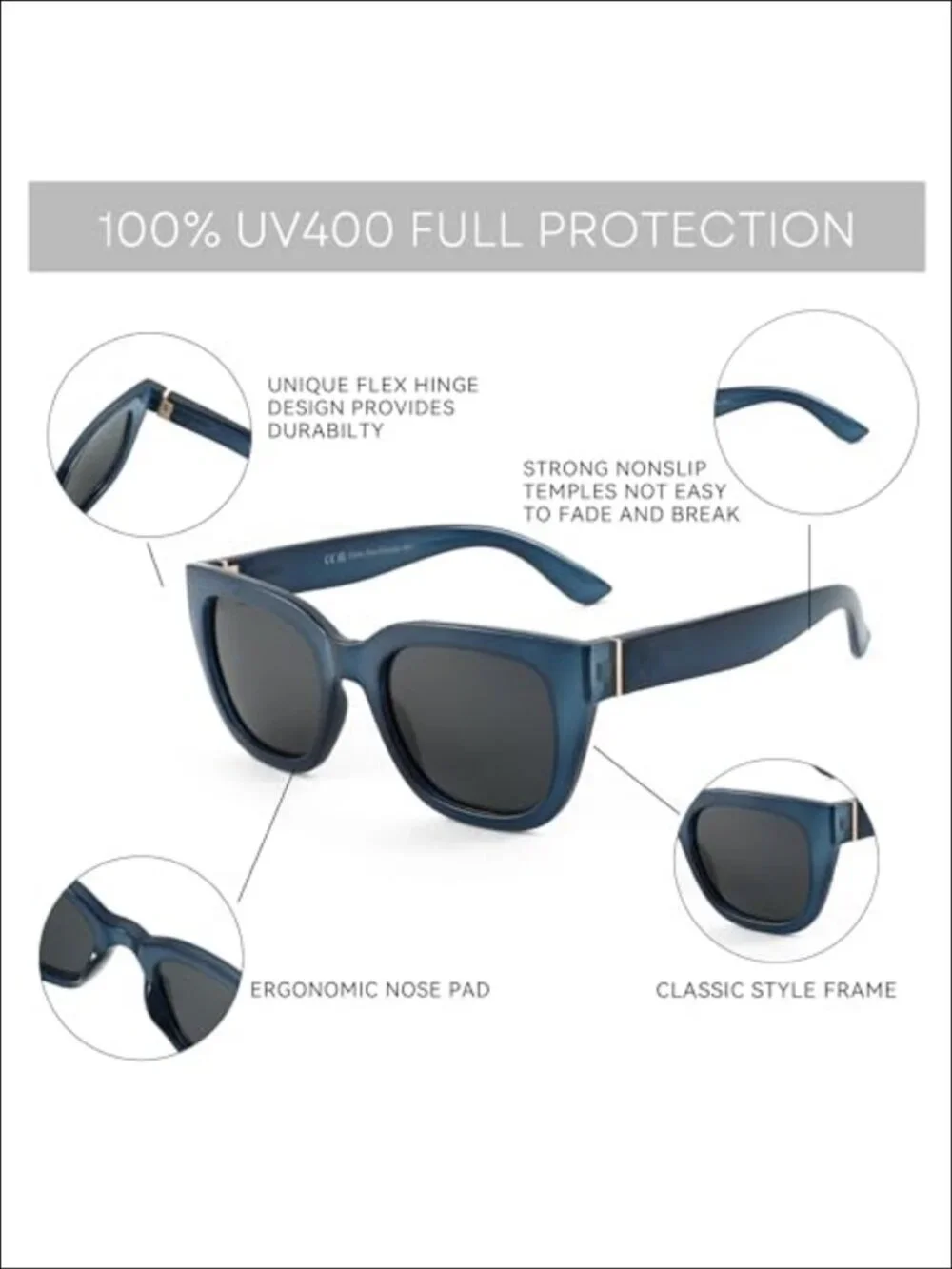 Square Polarized Sunglasses Women Retro UV400 Vintage Shades
